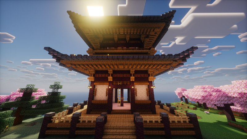 跟着 Minecraft 建筑视频搭建想要在 Minecraft 服务器里修建一座木质高塔，随便找了个视频，是「THE拉麵」的「日式建築教學 - 五重塔」，便开始了搭建