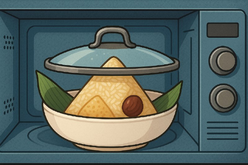 一场奇怪的微波炉事故几天前用微波炉加热粽子时，将粽叶去除并盖上了锅盖